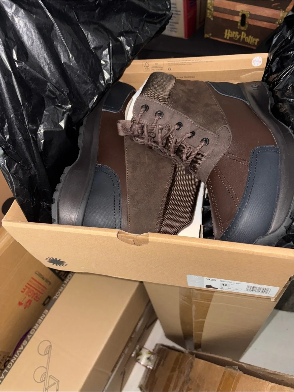 UGG Men's Brown Lace-Up Waterproof Work Boots